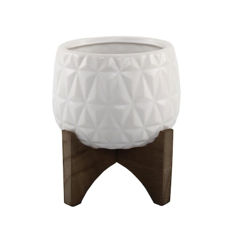 Flora Bunda 5' Kaleid Ceramic on Wood Stand, Matte White CT1223E-MTWH